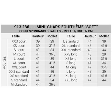 Mini-chaps EQUITH?ME "Soft"